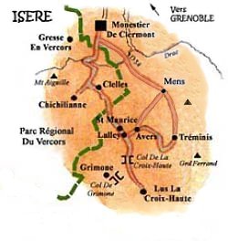 Carte du Tri�ves, magnifique r�gion pr�serv�e au sud de Grenoble. Endroit id�al pour des vacances � la campagne, au coeur des Alpes.