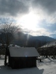 Photo : Cabane du jardin enneige