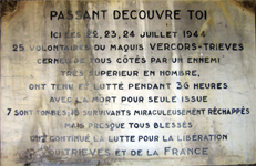 Photo : Plaque commmorative du maquis du Vercors